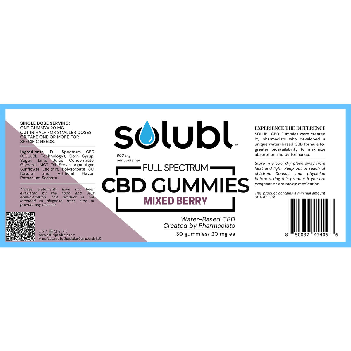 SOLUBL Water Soluble CBD Gummies- Mixed Berry
